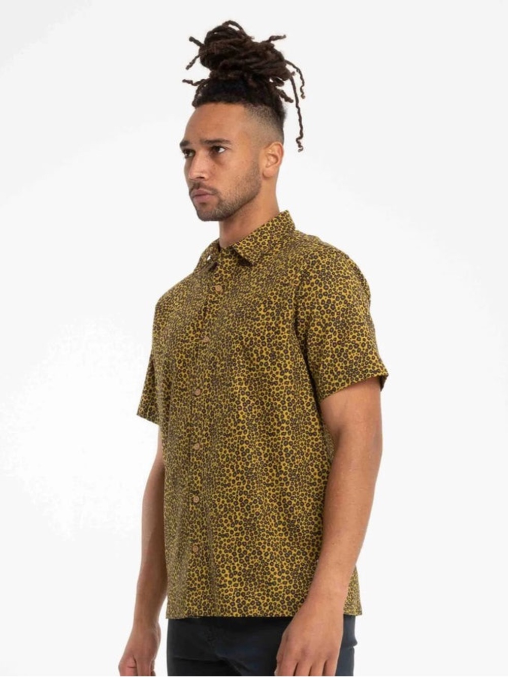 Hurley Leopard Print Linen Short Sleeve Shirt XL